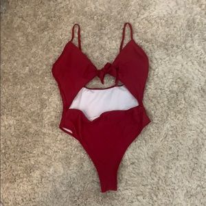 High Waisted Maroon One Piece